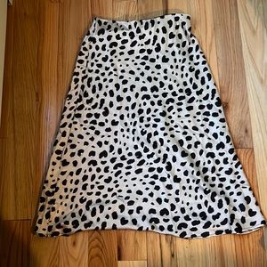 Cheetah high rise silk skirt.